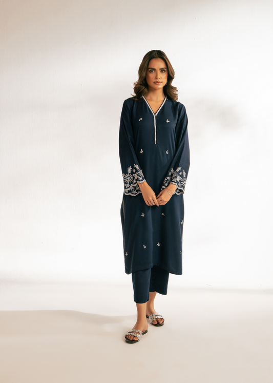 Blue Embroidered Suit