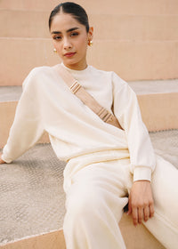 Beige Cropped Sweatshirt