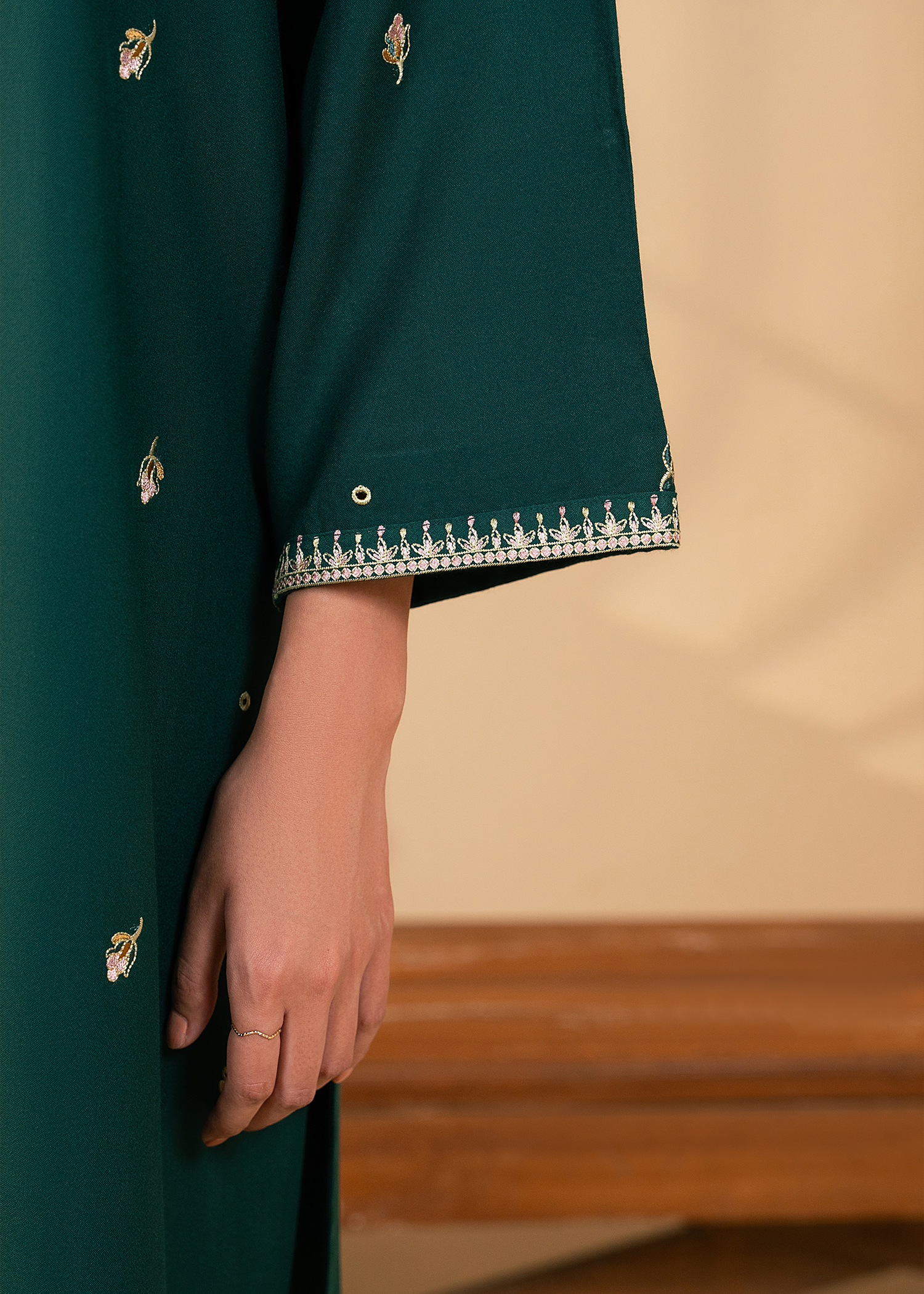 Green Embroidered Suit