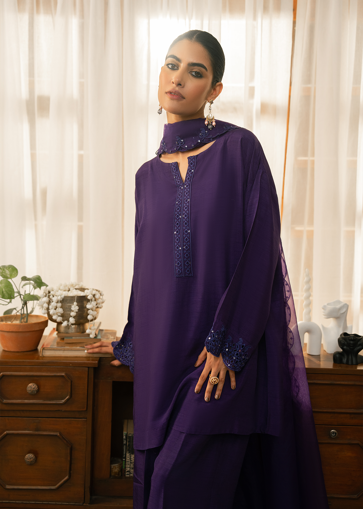 Purple Raw Silk Suit