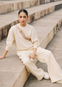 Beige Cropped Sweatshirt