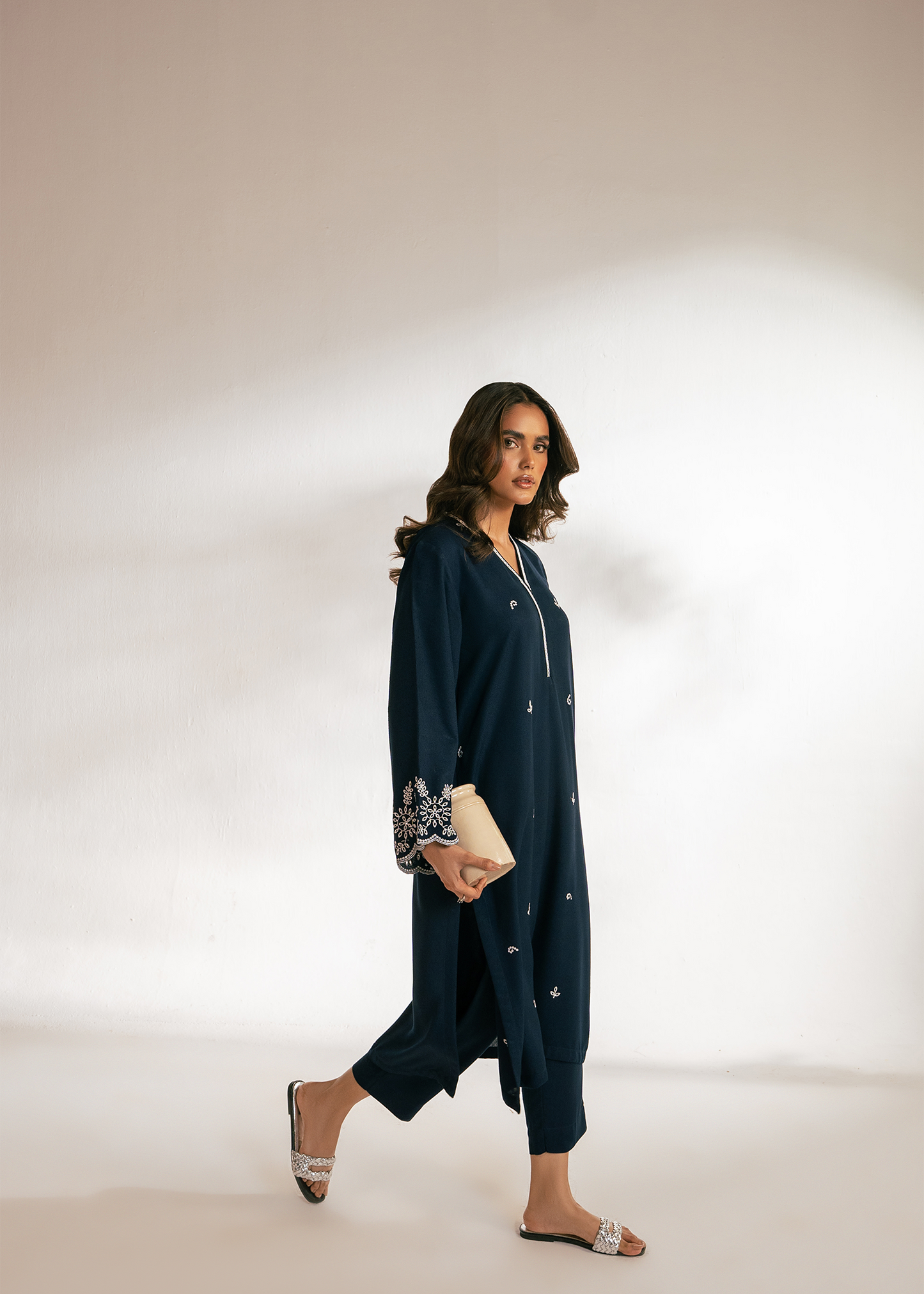 Blue Embroidered Suit