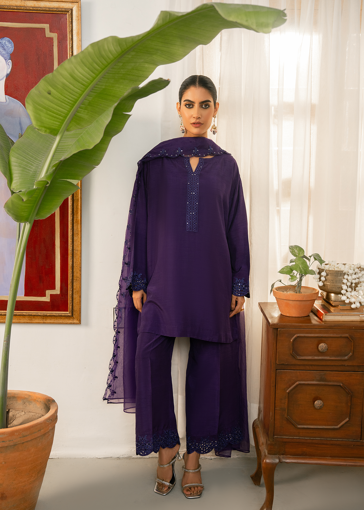 Purple Raw Silk Suit