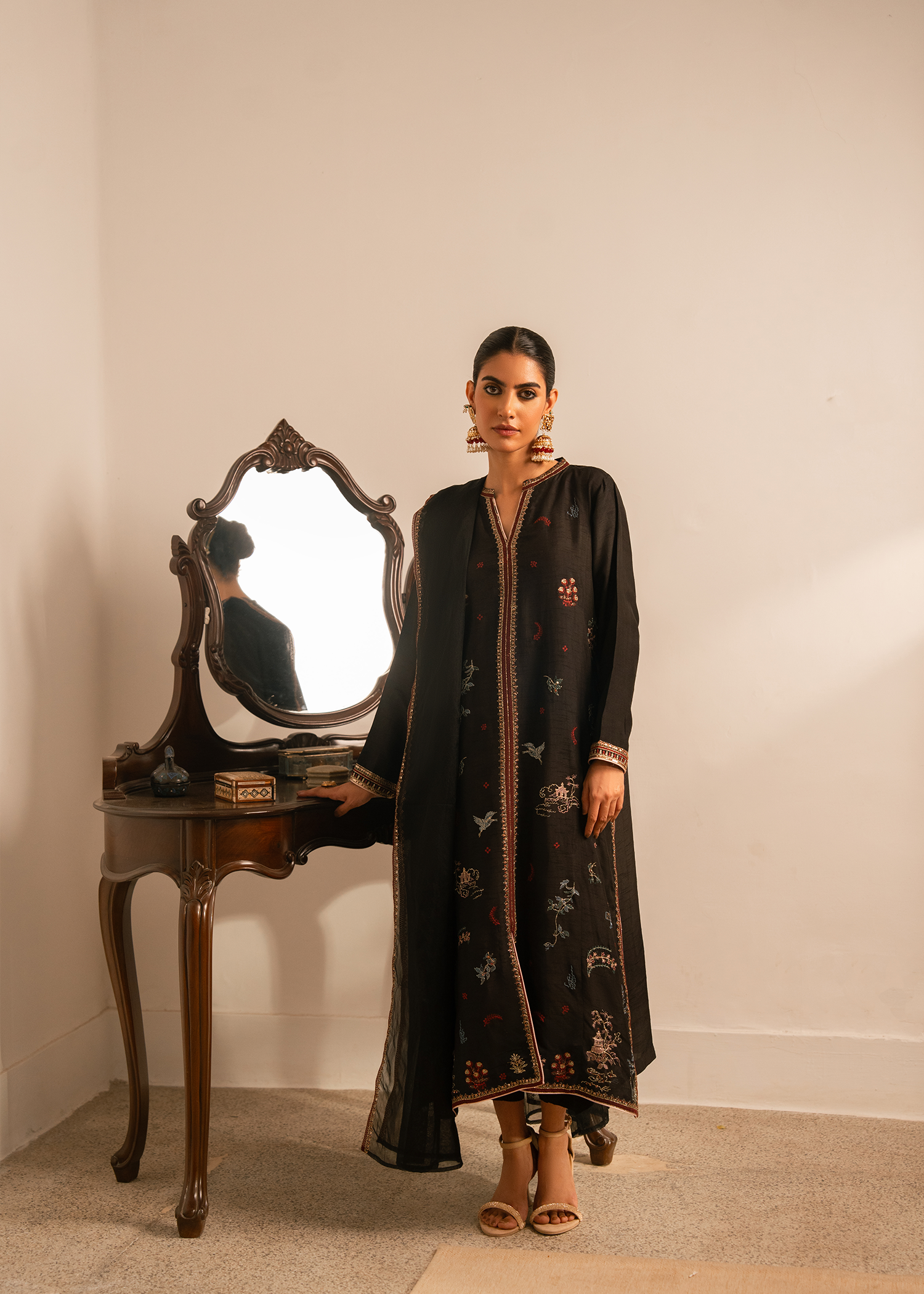 Black Raw Silk Suit