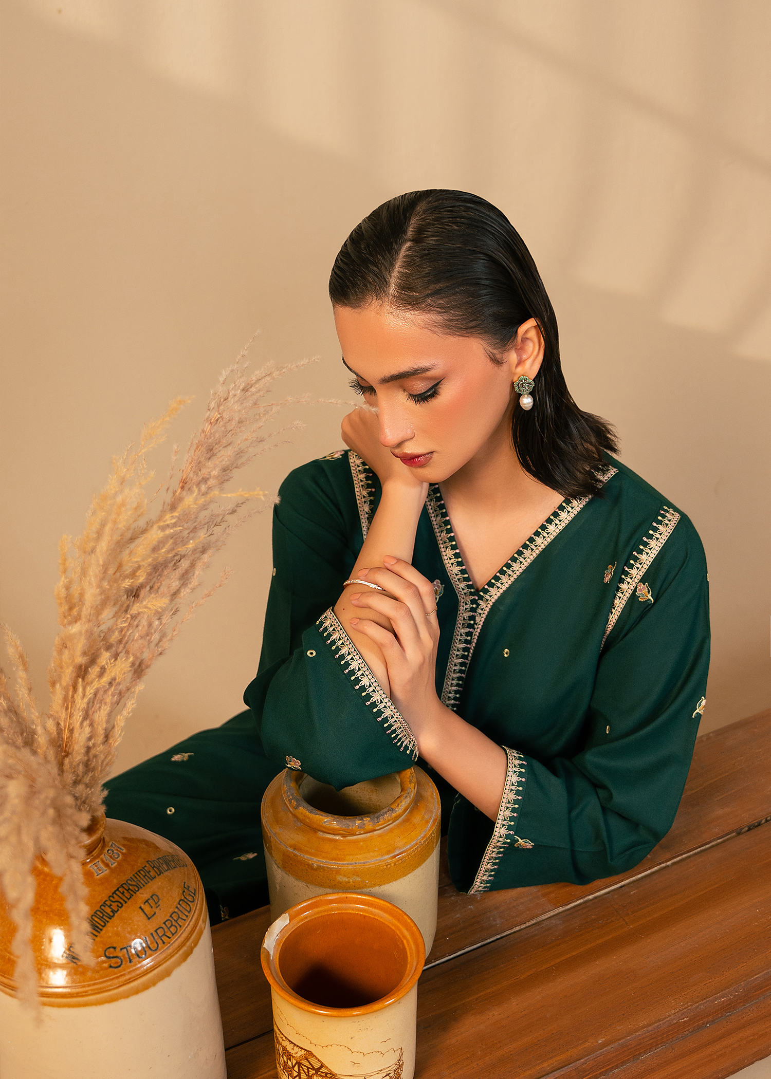 Green Embroidered Suit