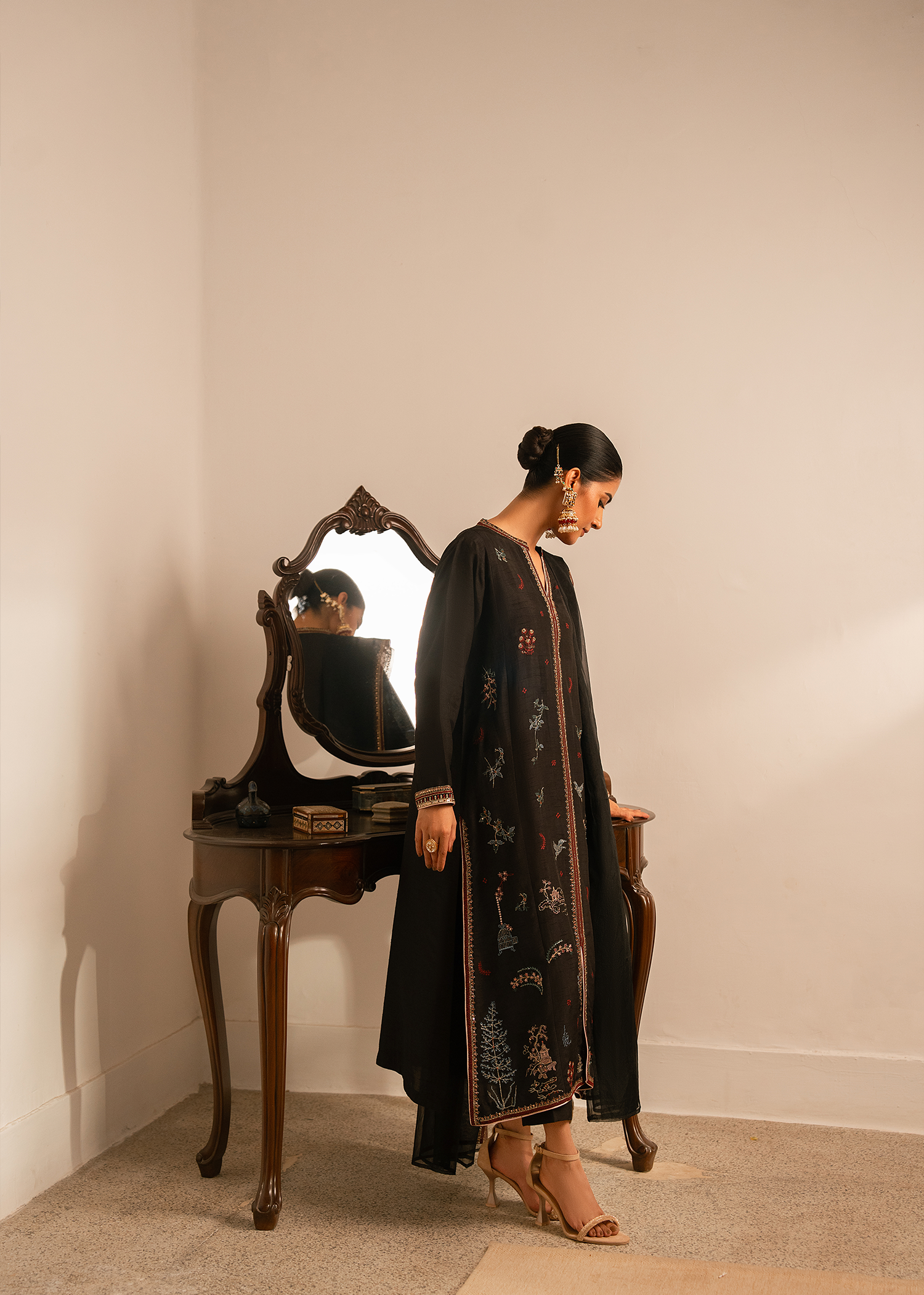 Black Raw Silk Suit