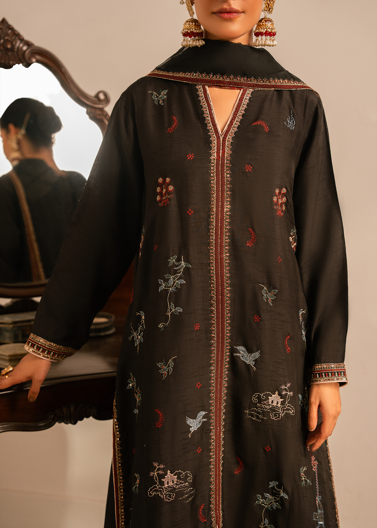 Black Raw Silk Suit