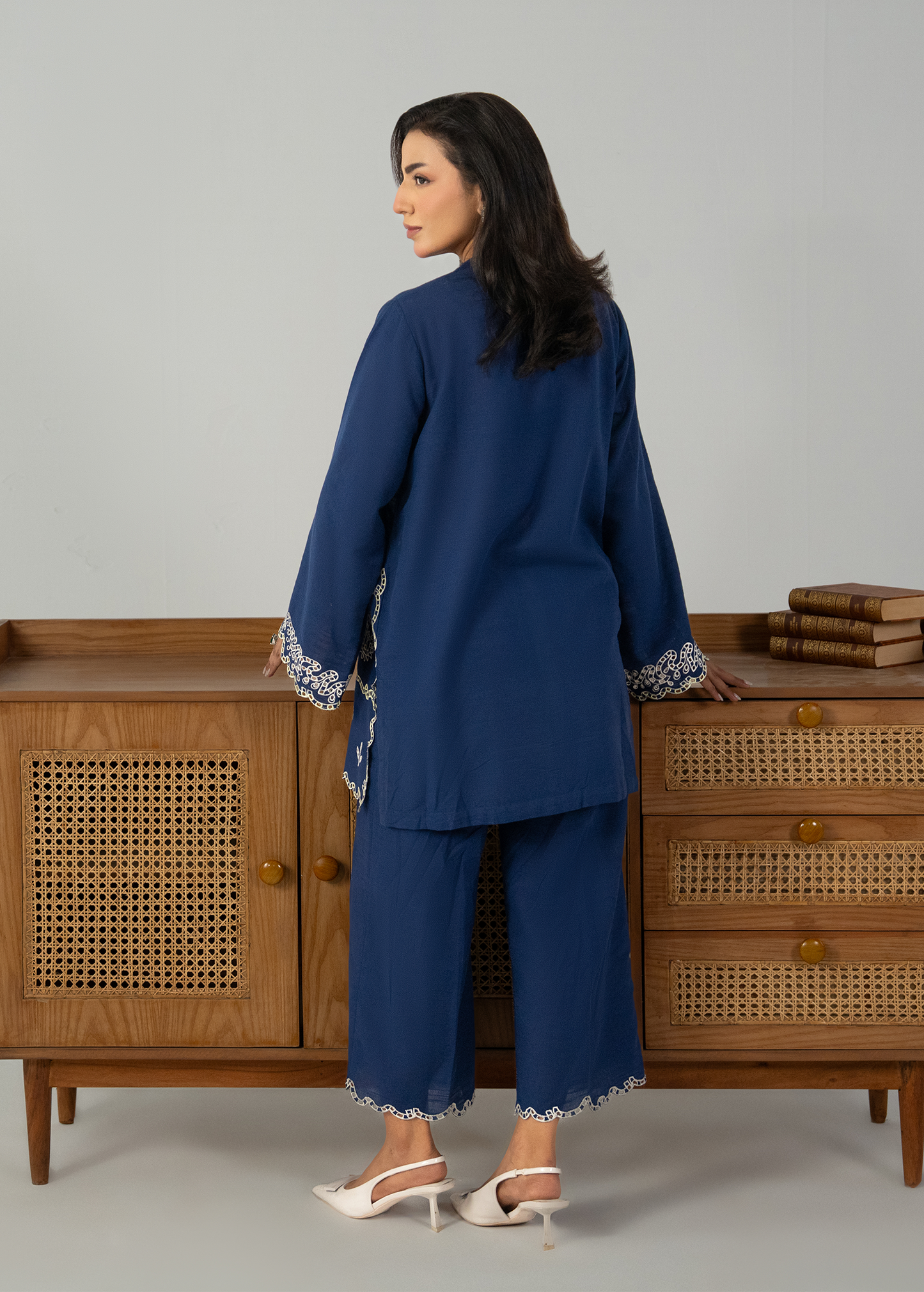 Embroidered Blue Khaddar Suit