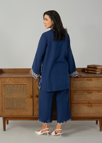 Embroidered Blue Khaddar Suit