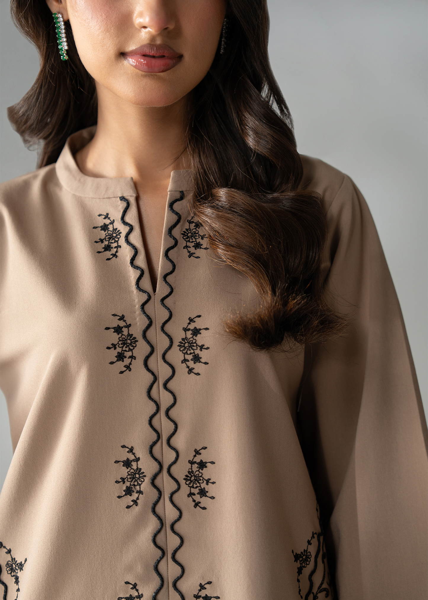 Coffee Brown Embroidered Co-ord set