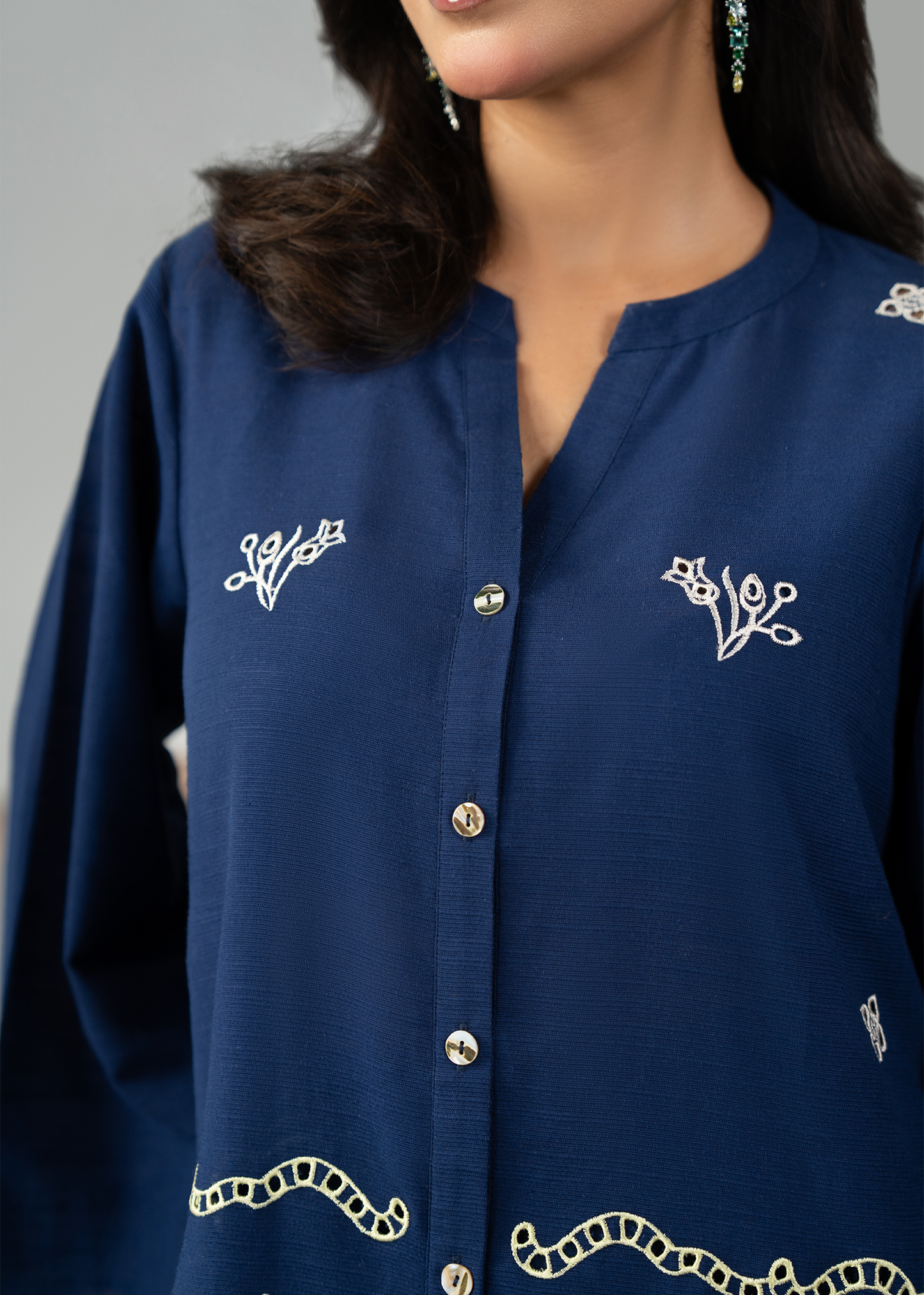 Embroidered Blue Khaddar Suit