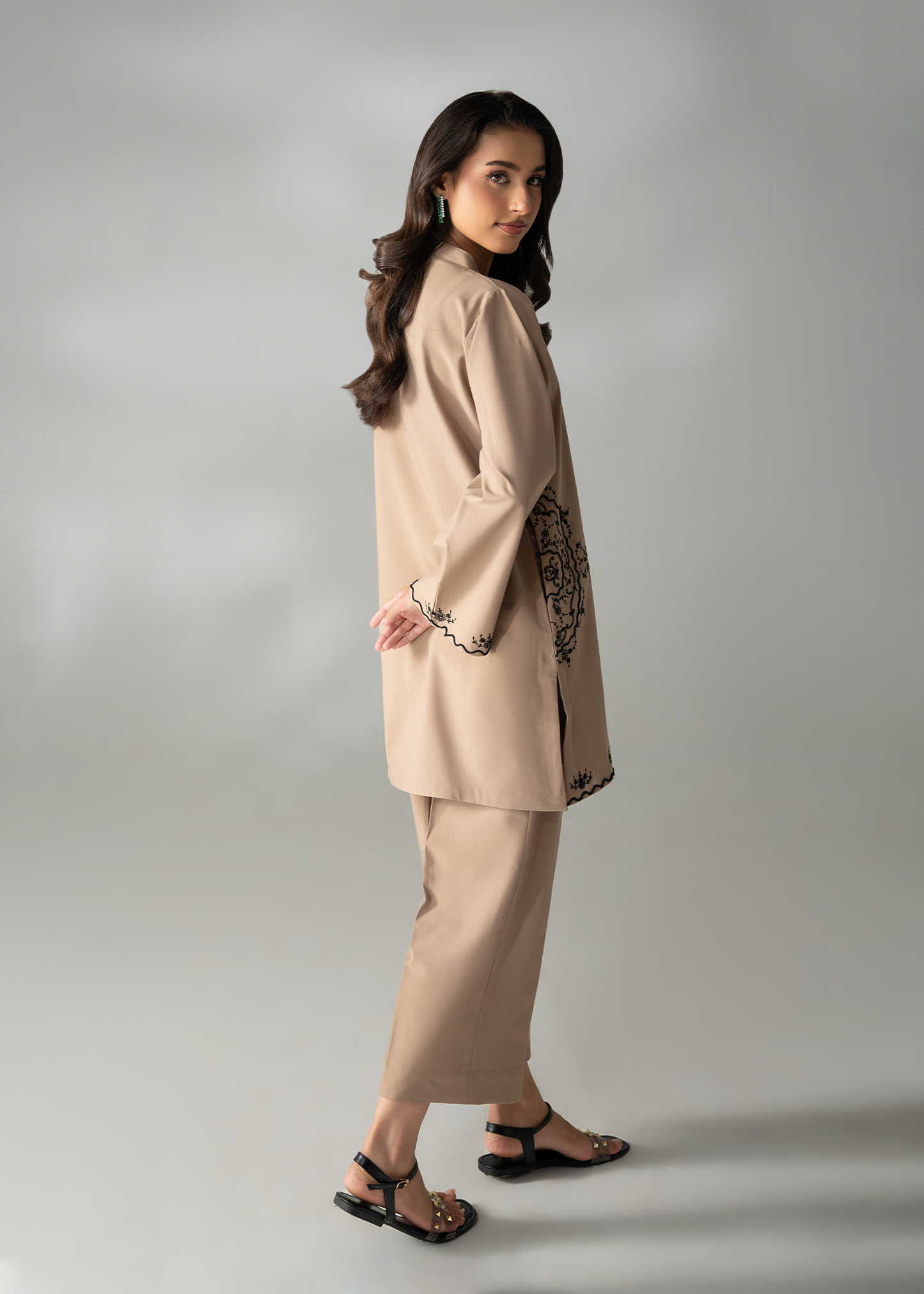 Coffee Brown Embroidered Co-ord set