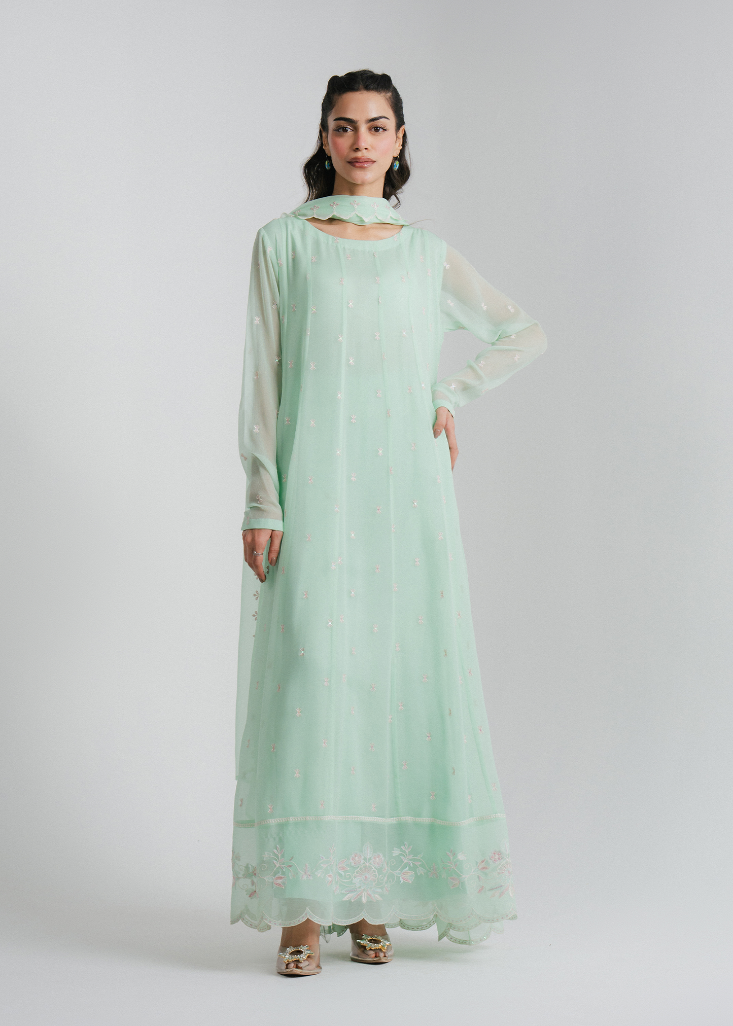 Chiffon Embroidered Kalidar