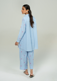 Blue Embroidered Co Ord