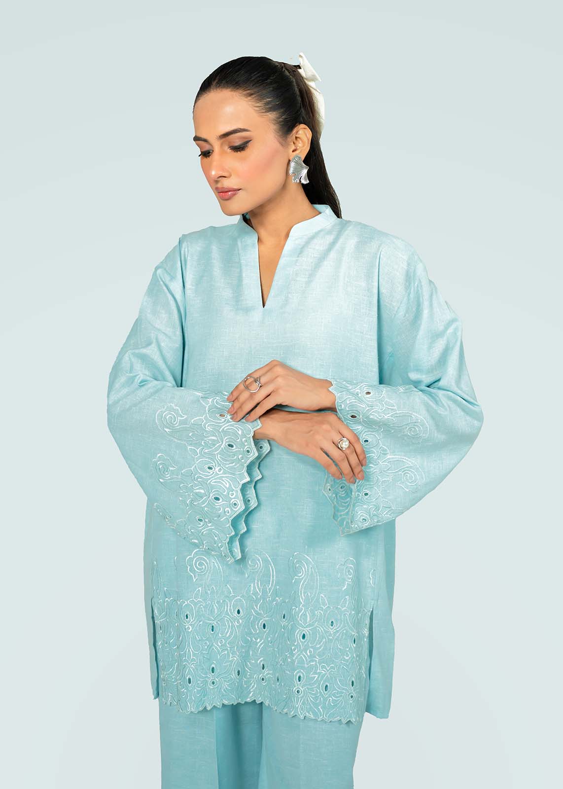 Sky Blue Embroidered Co-ord