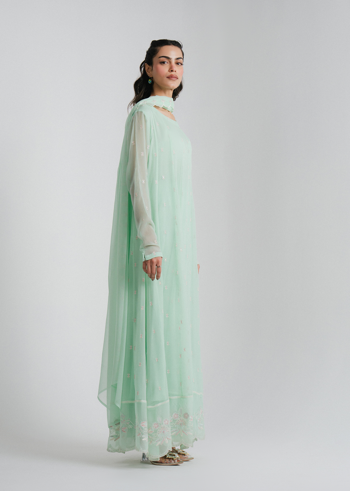 Chiffon Embroidered Kalidar