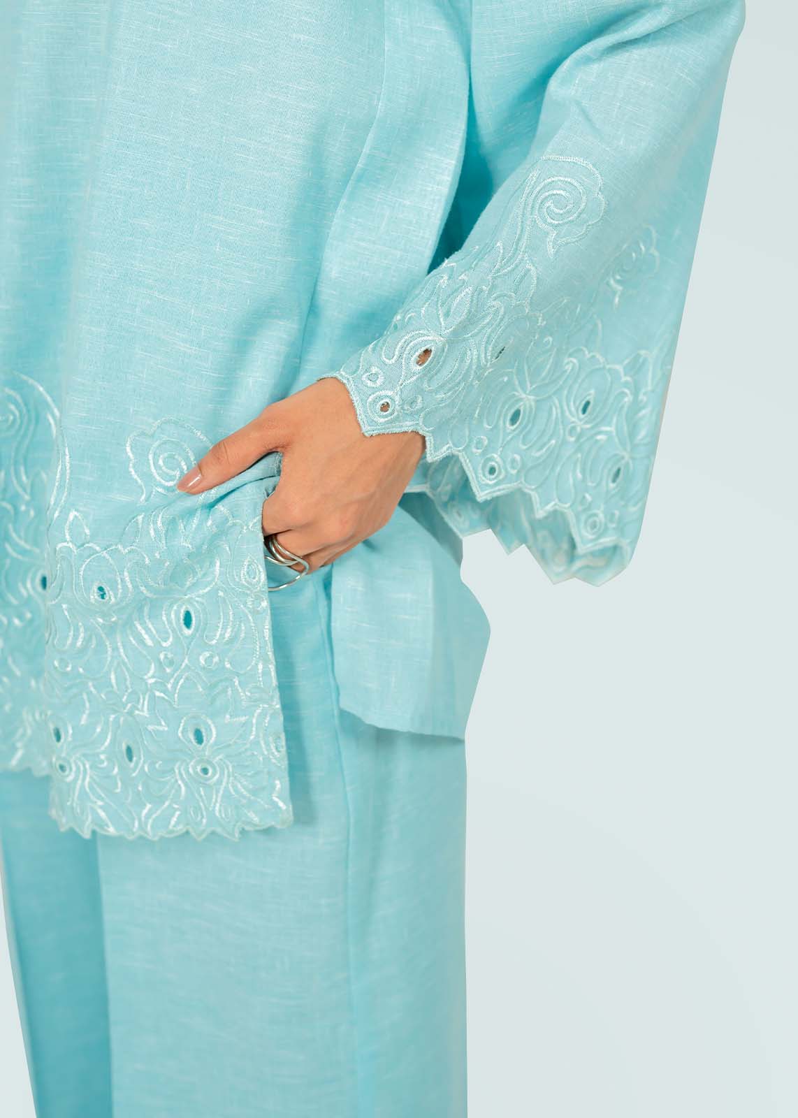Sky Blue Embroidered Co-ord
