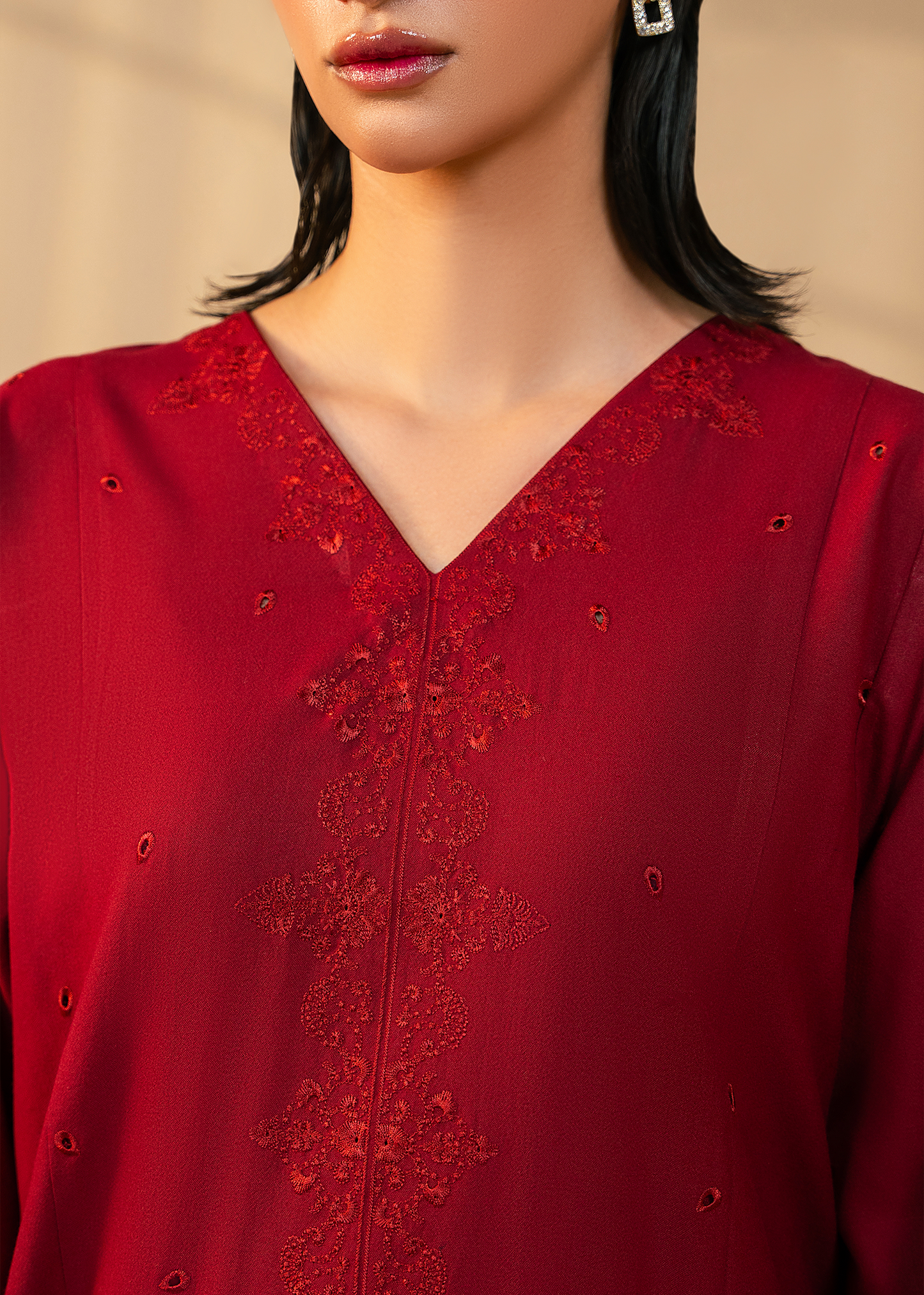 Maroon Embroidered Suit