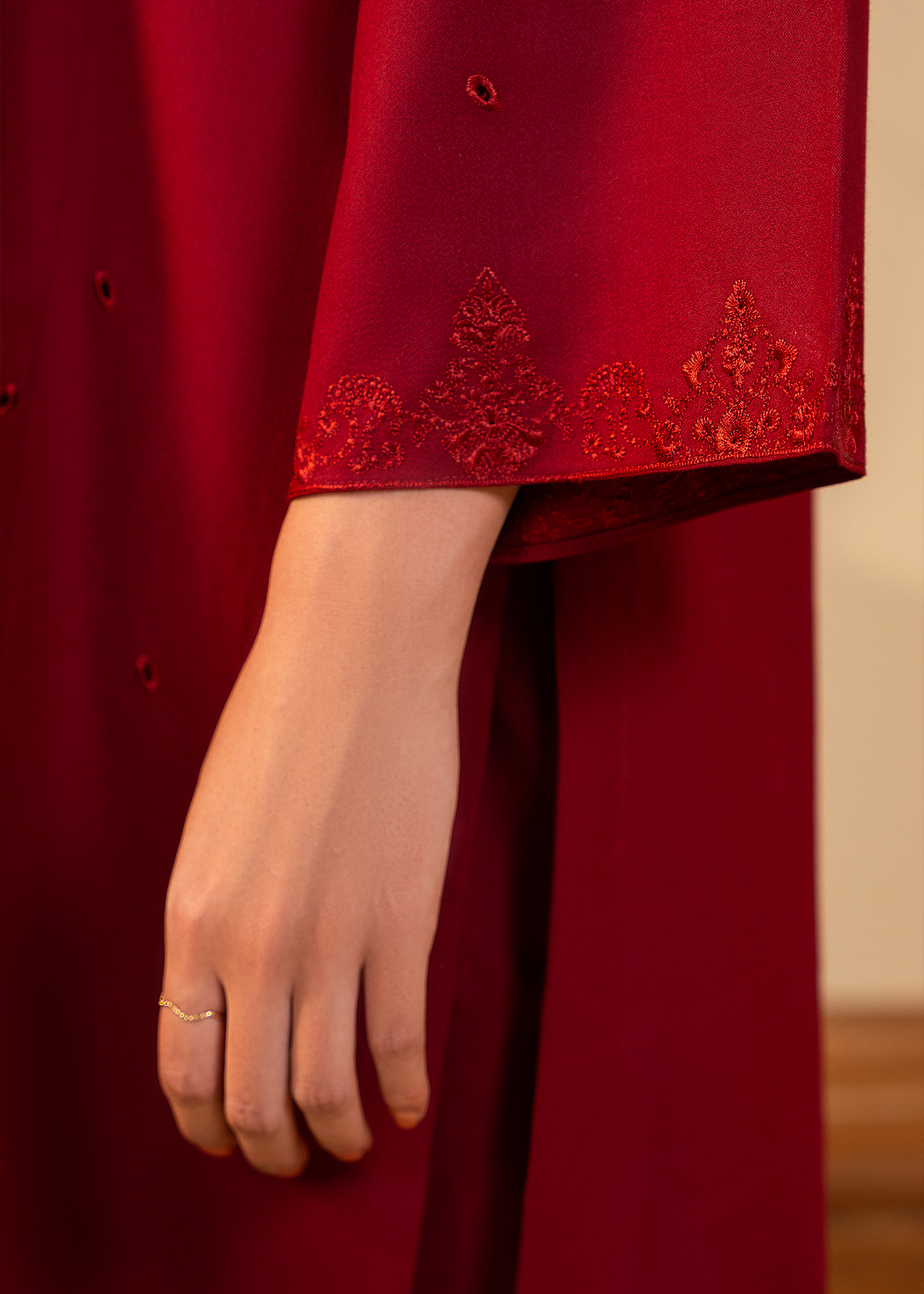 Maroon Embroidered Suit