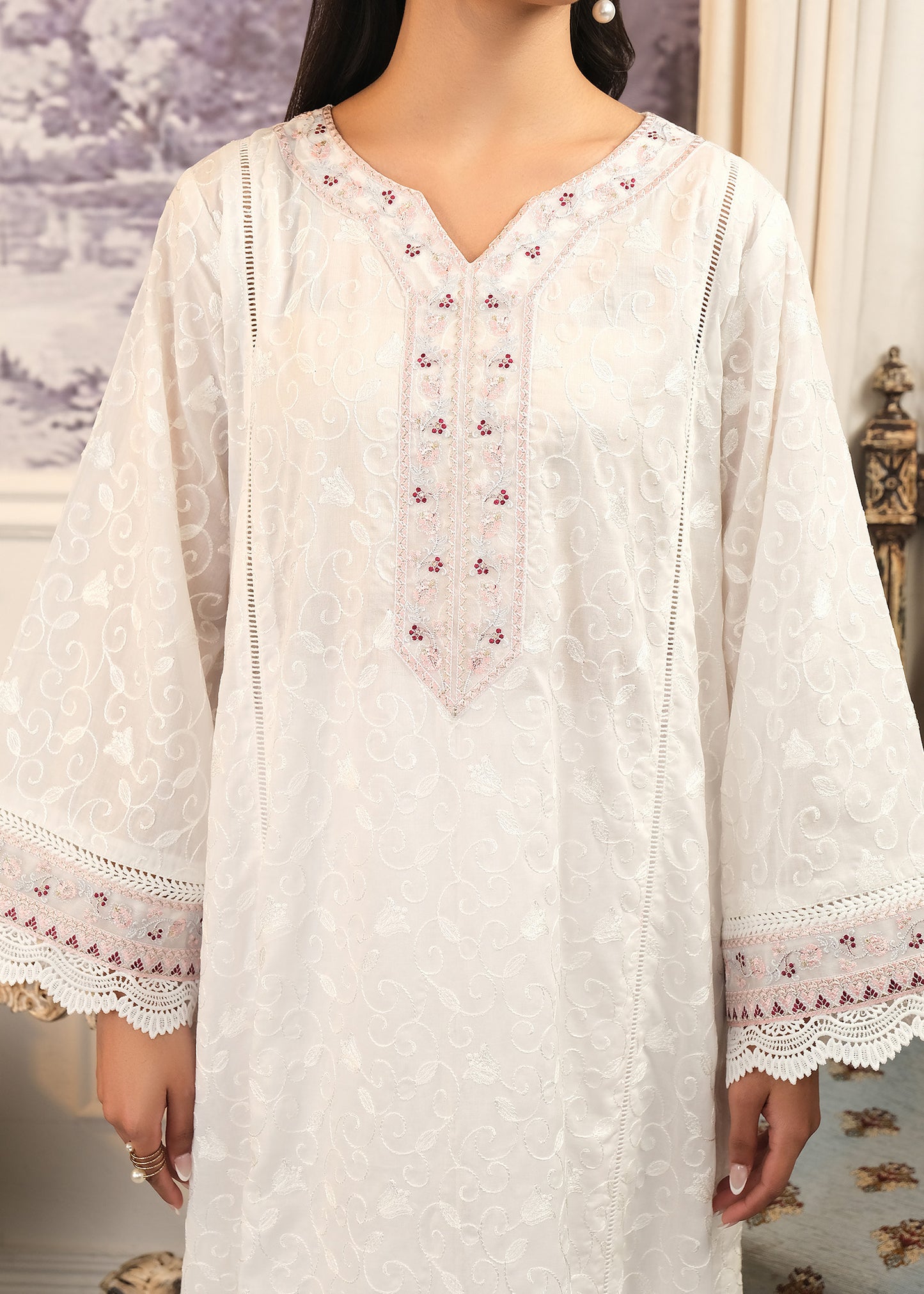White Chickankari Shirt