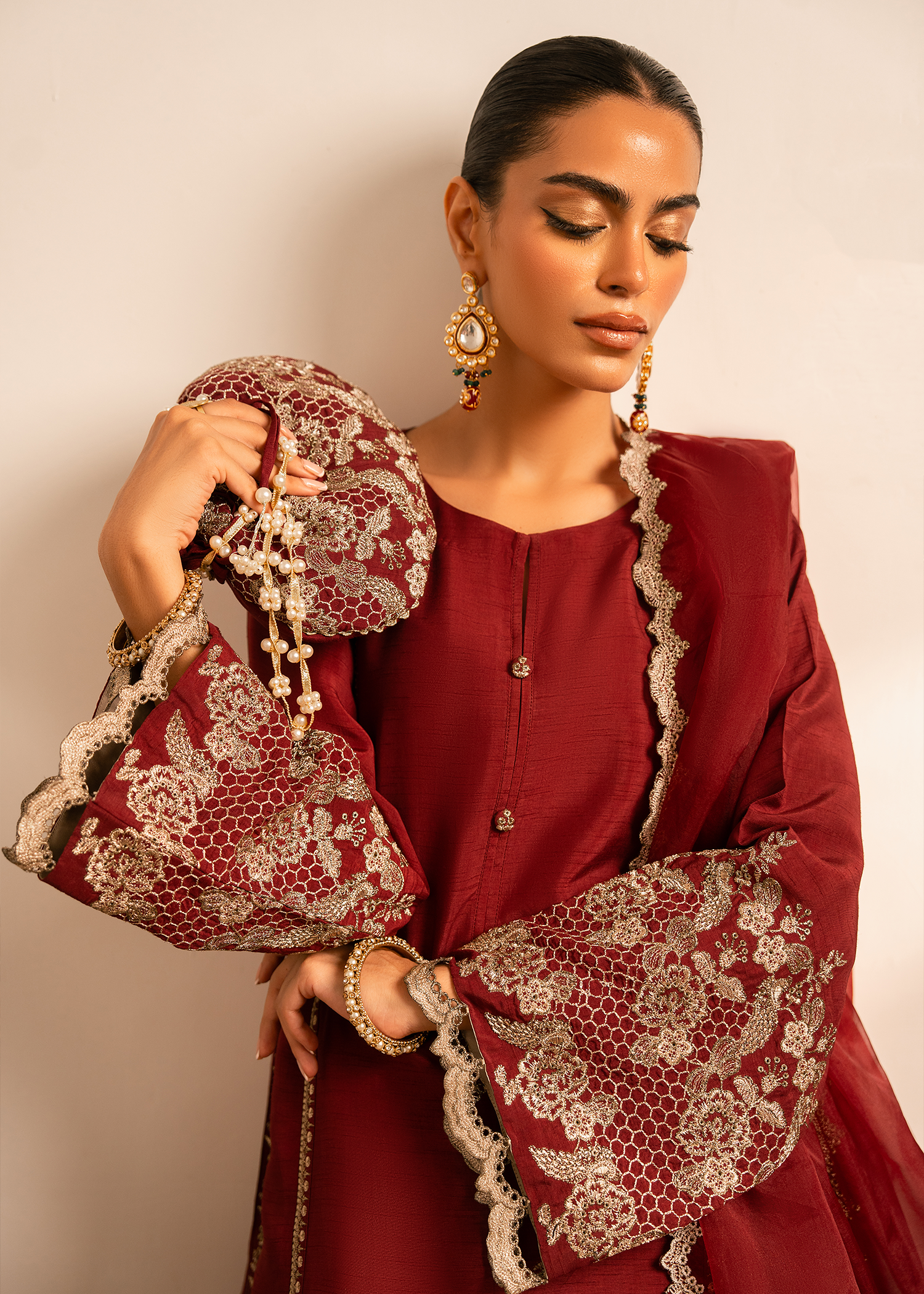 Maroon Raw Silk Suit