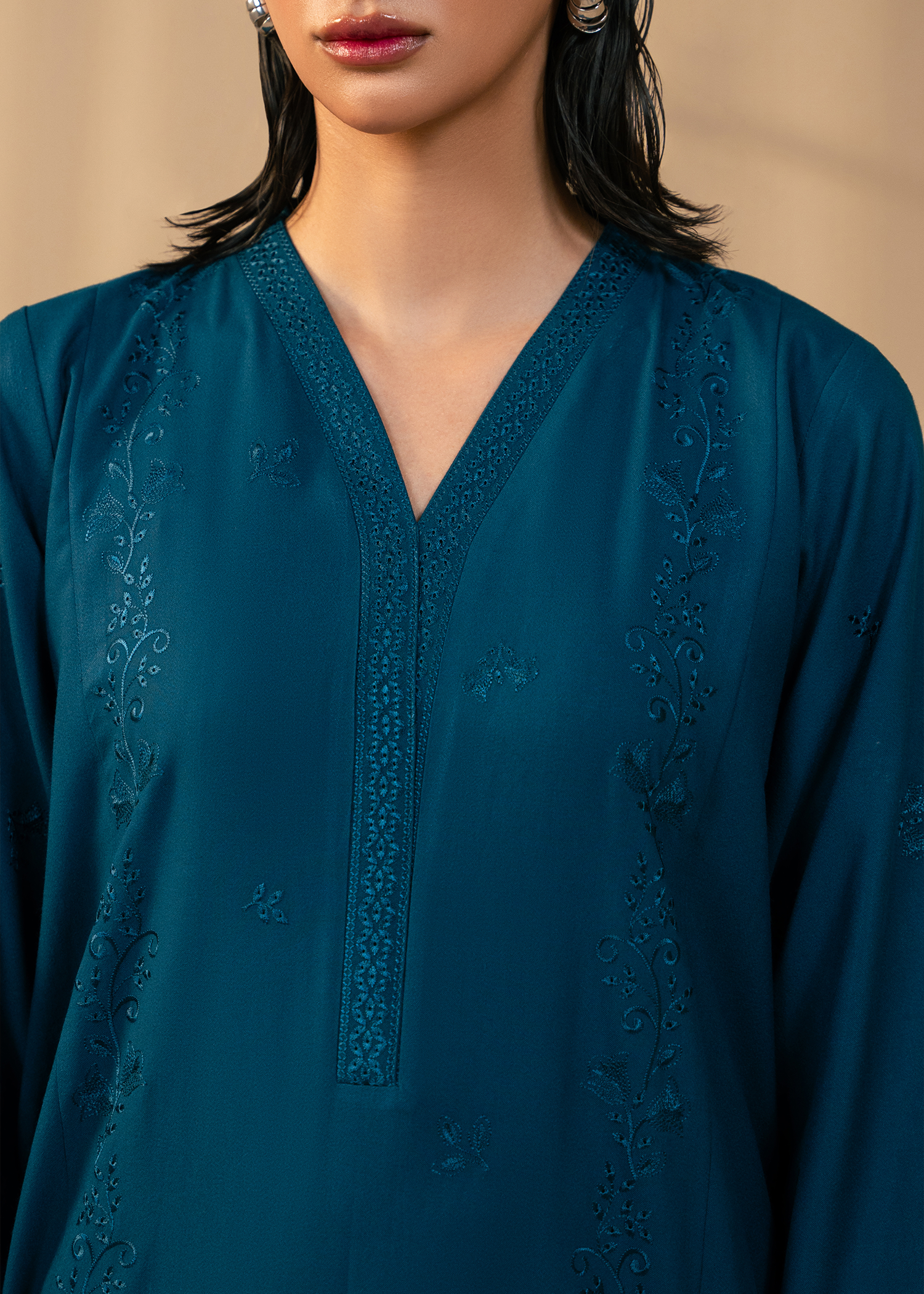 Teal Embroidered Suit