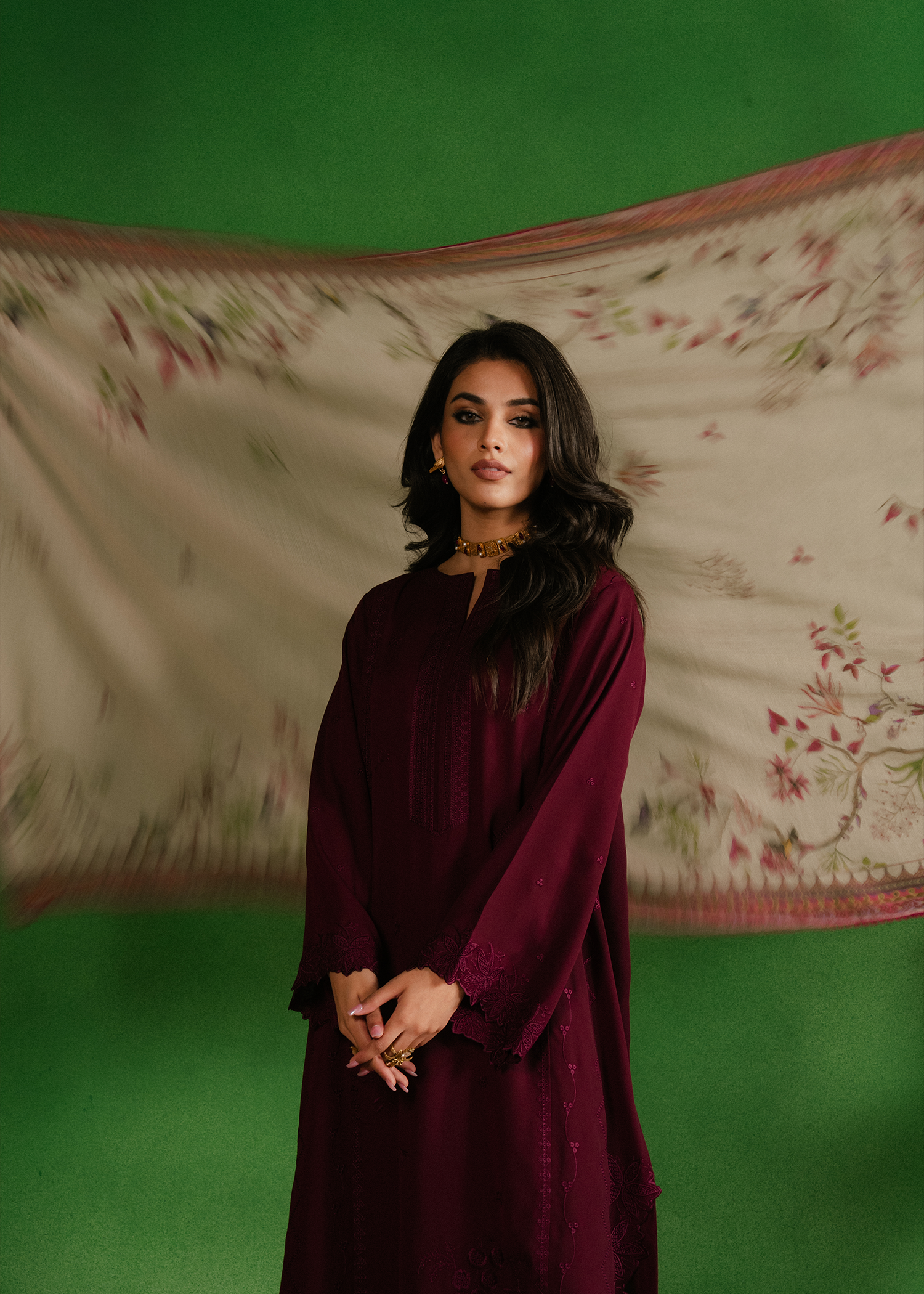 Maroon Embroidered Suit