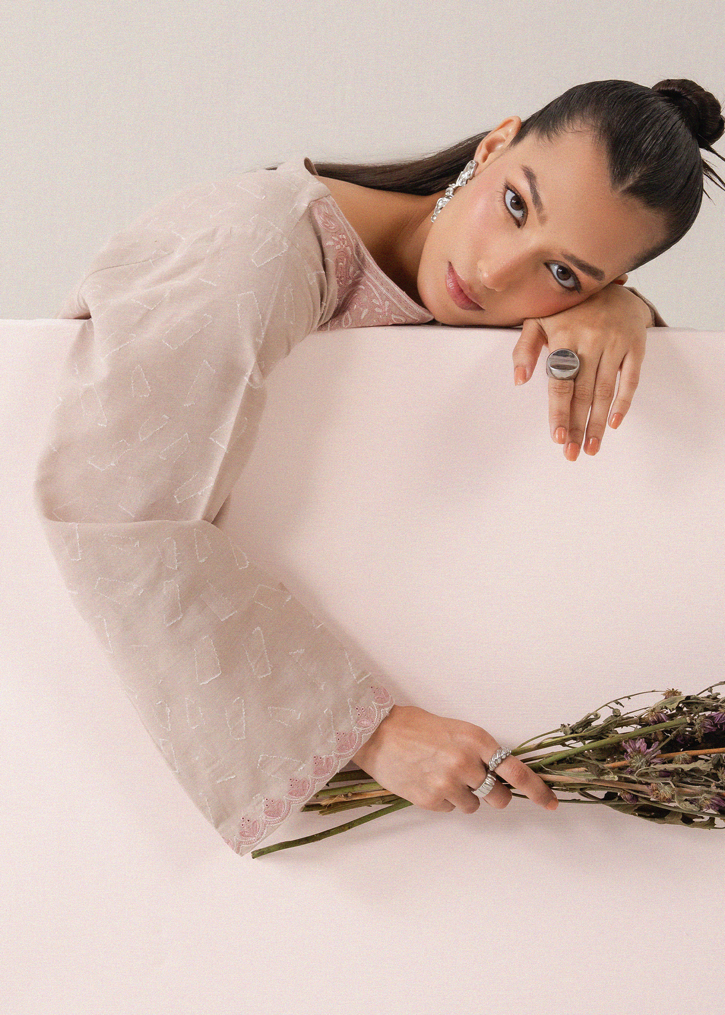 Beige Embroidered Co-ord