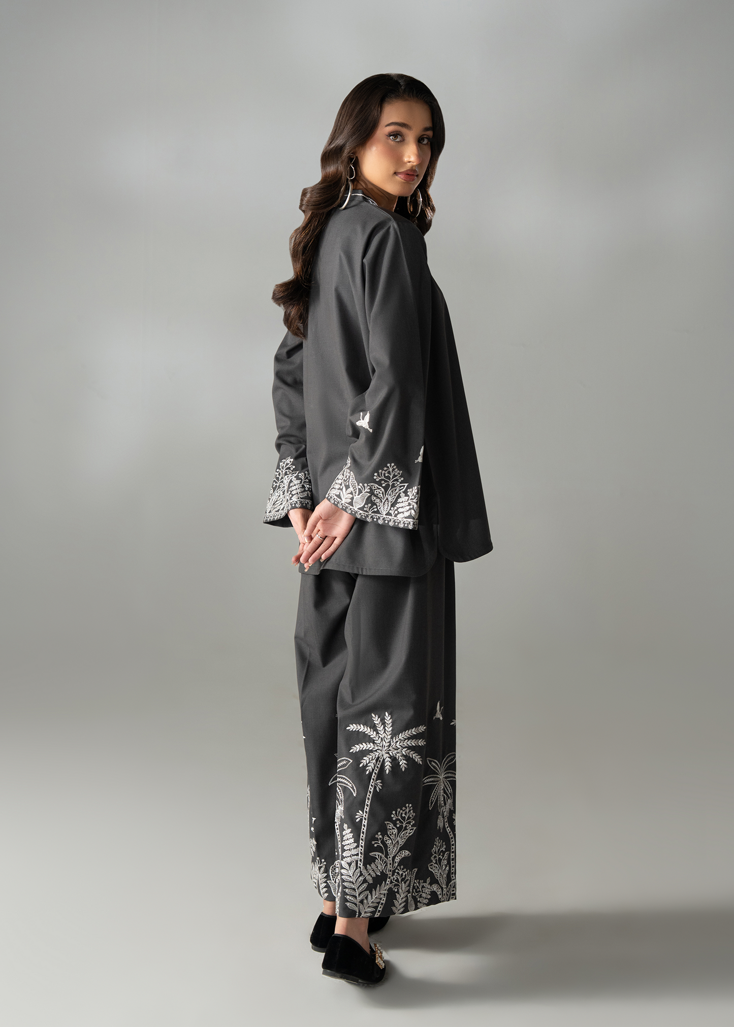 Graphite Grey Embroidered Co-ord set