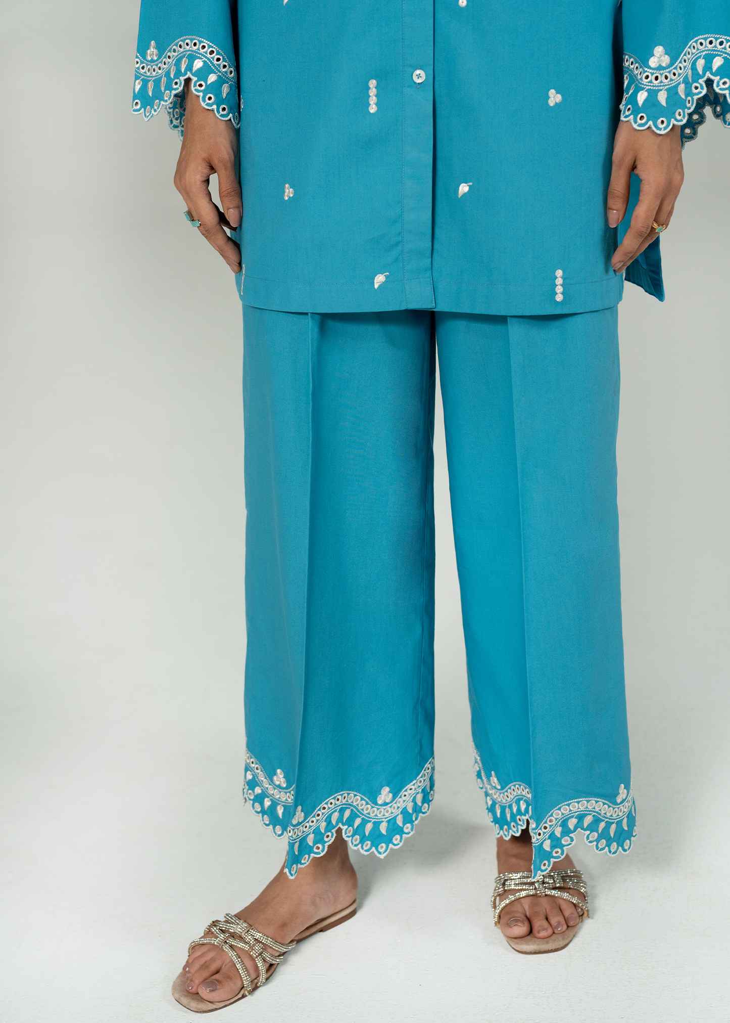 Turquoise Embroidered Co-ord