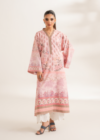 Pink Printed Embroidered Shirt
