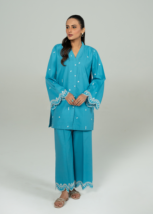 Turquoise Embroidered Co-ord