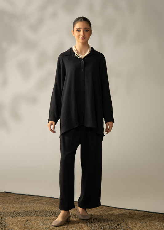 Black Crush collared Co-ord set