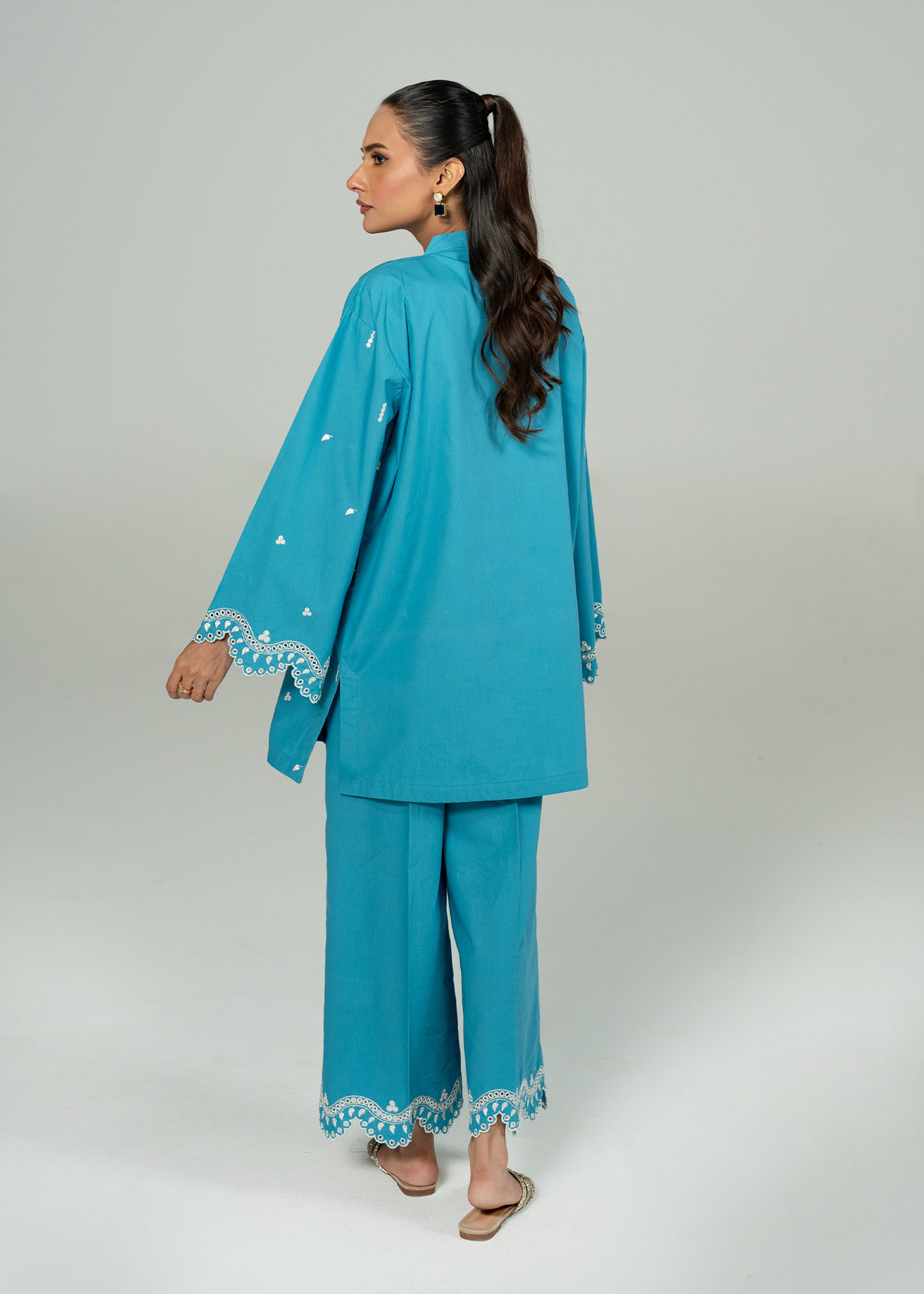 Turquoise Embroidered Co-ord