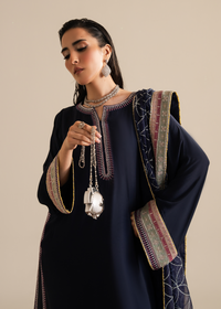 Navy Blue Muzlin Festive Pret
