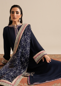 Navy Blue Muzlin Festive Pret