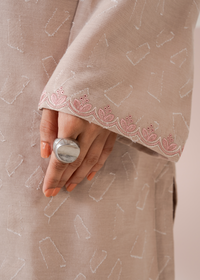 Beige Embroidered Co-ord