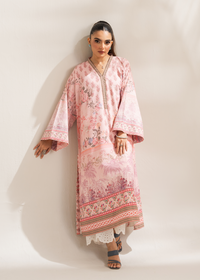 Pink Printed Embroidered Shirt