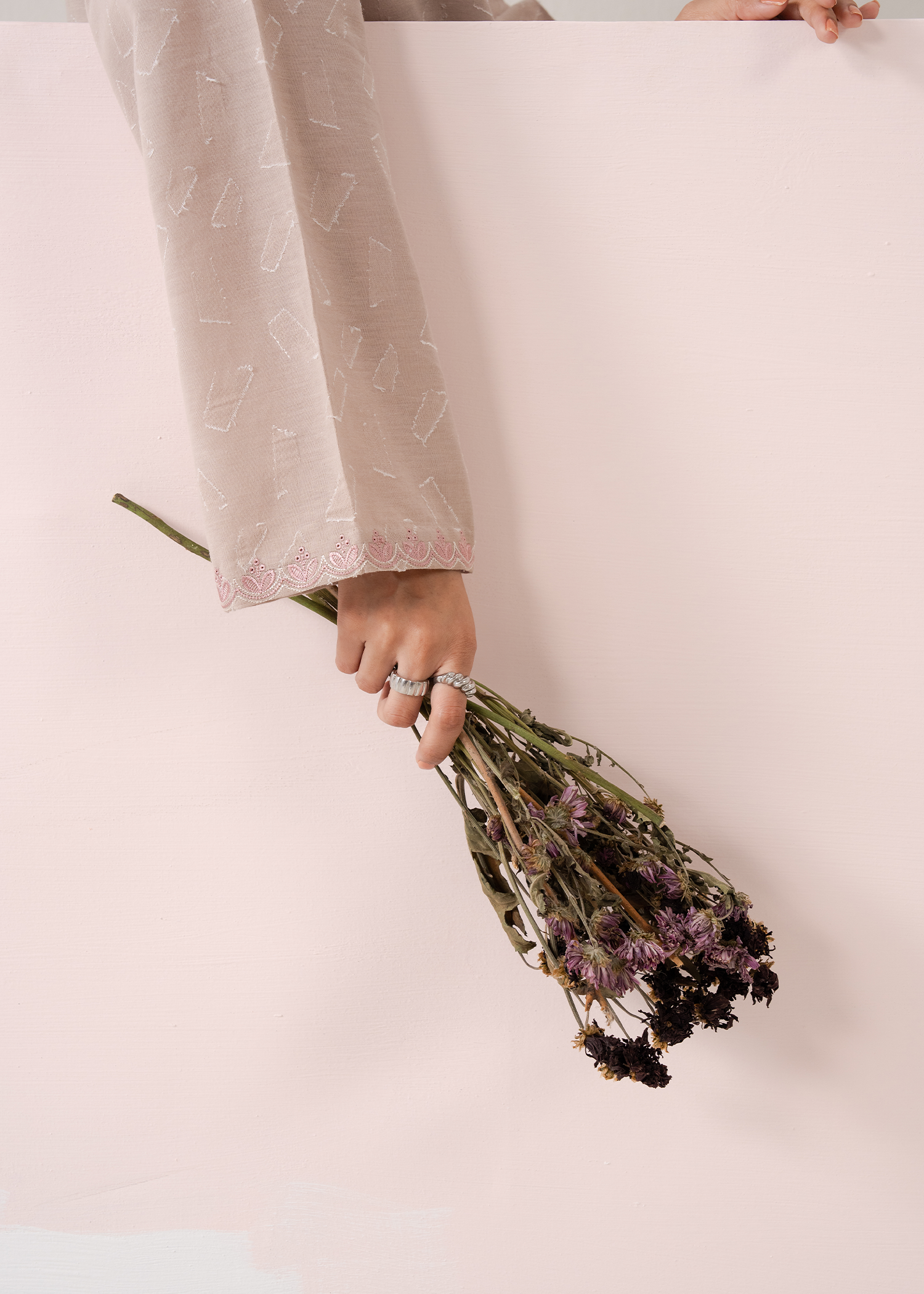 Beige Embroidered Co-ord