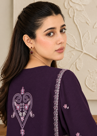 Purple Embroidered Karandi 2 PC Suit
