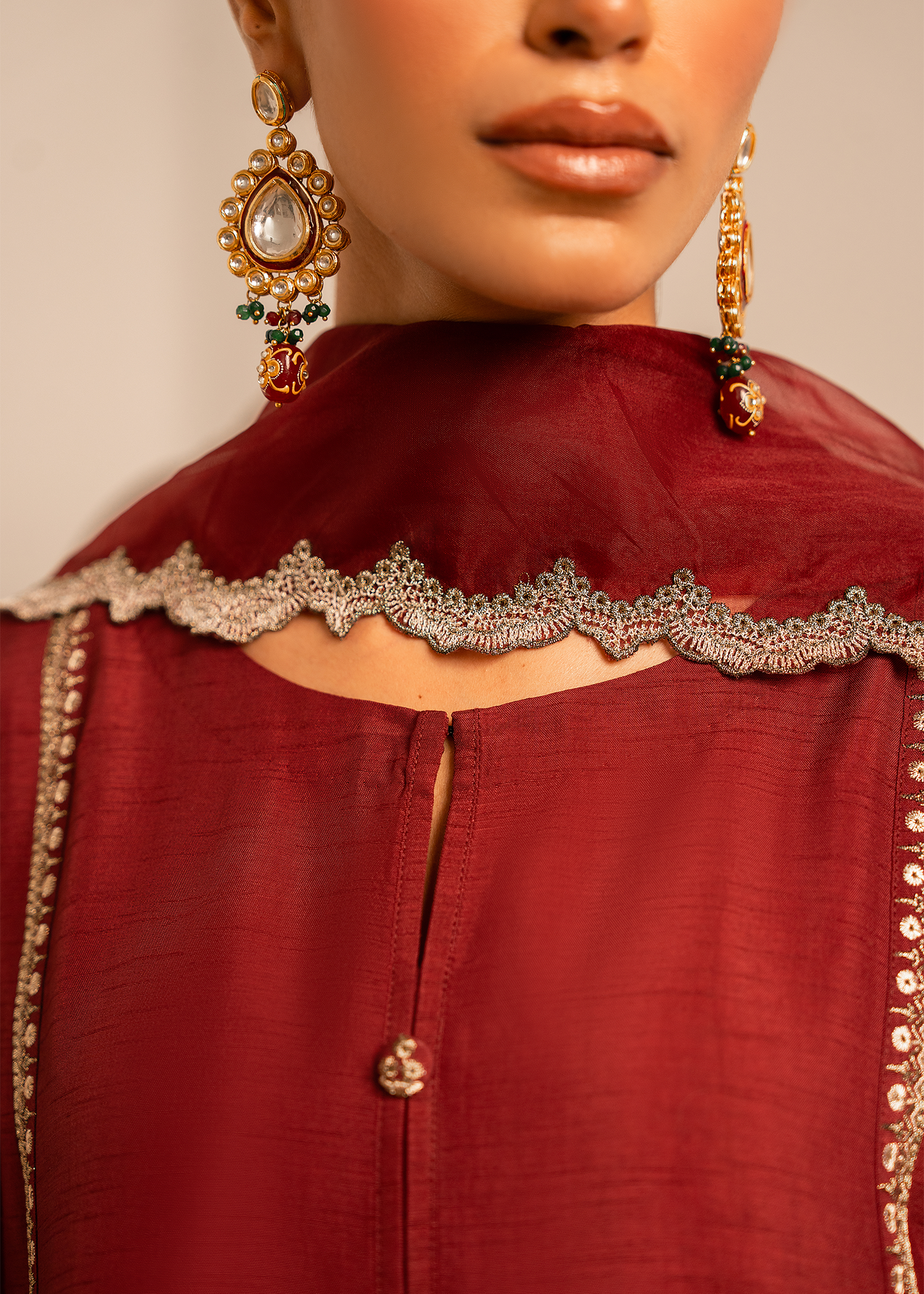 Maroon Raw Silk Suit