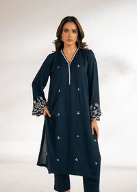 Blue Embroidered Suit