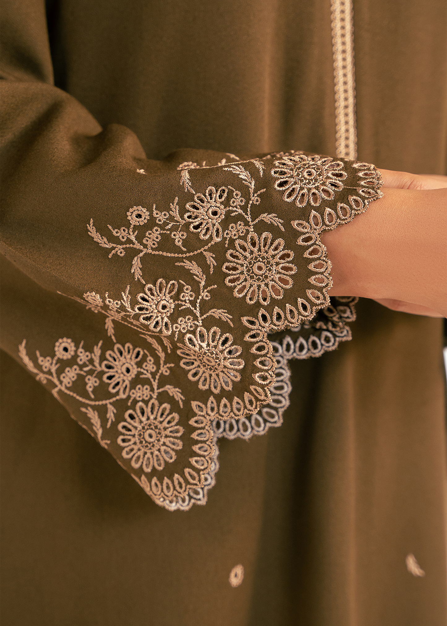 Olive Embroidered Suit