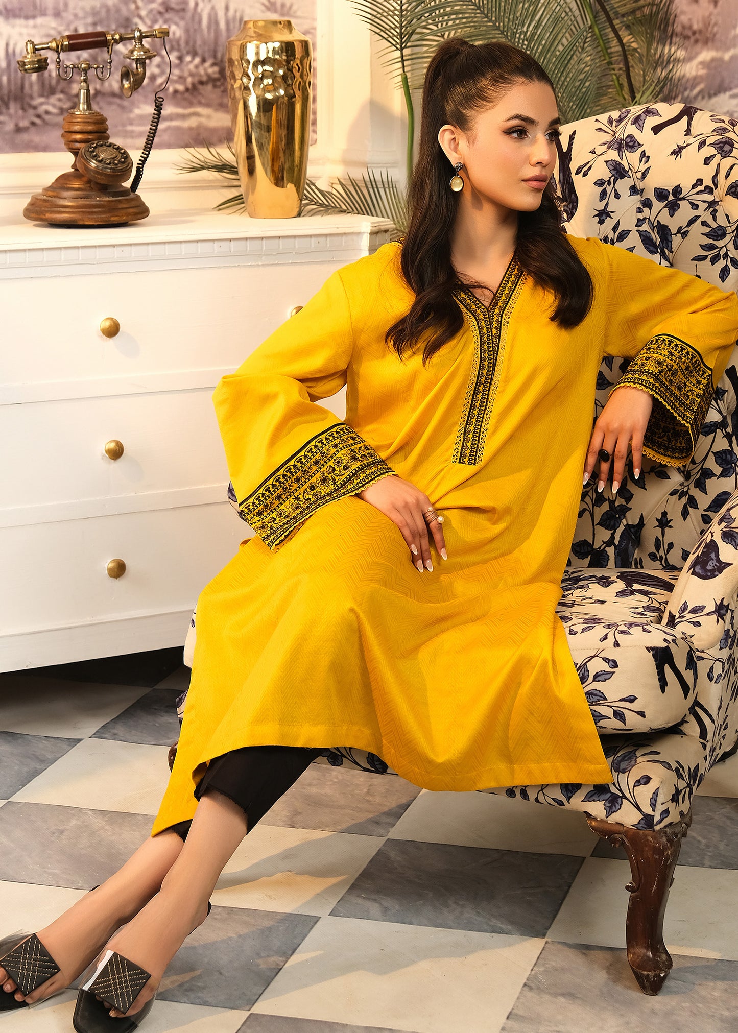 Mustard Embroidered Shirt