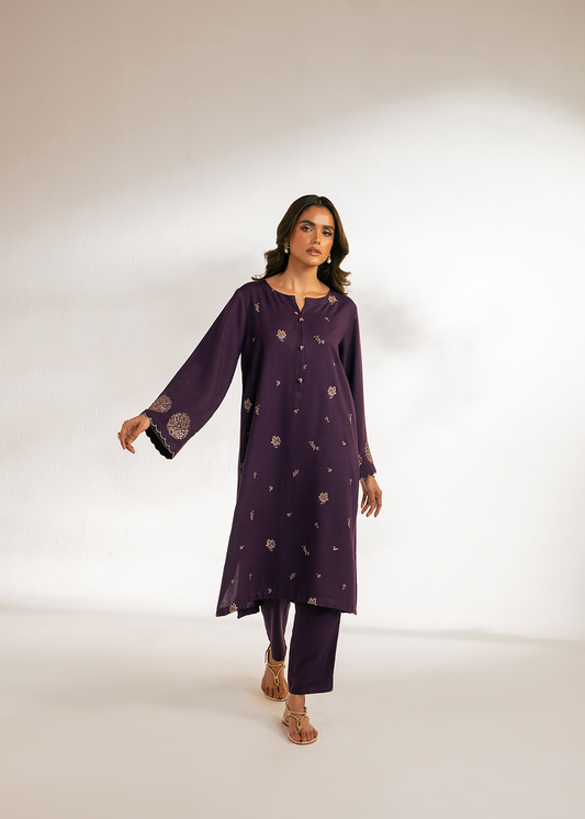 Purple Embroidered Suit