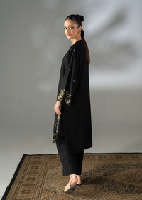 Embroidered Black Khaddar Suit - Long