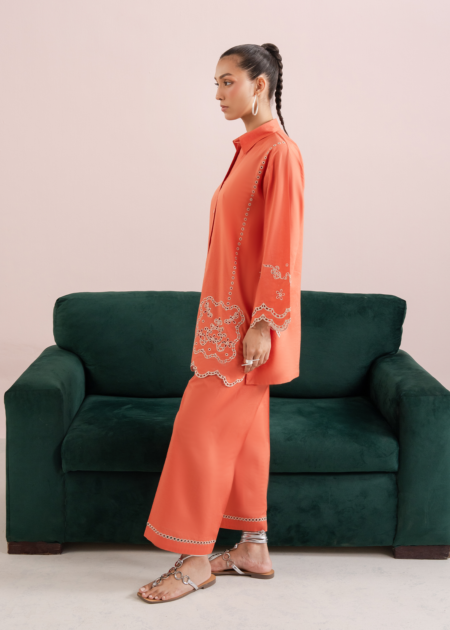 Orange Embroidered Co-ord
