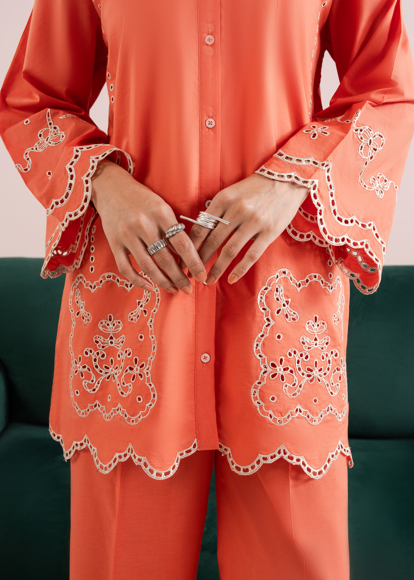 Orange Embroidered Co-ord