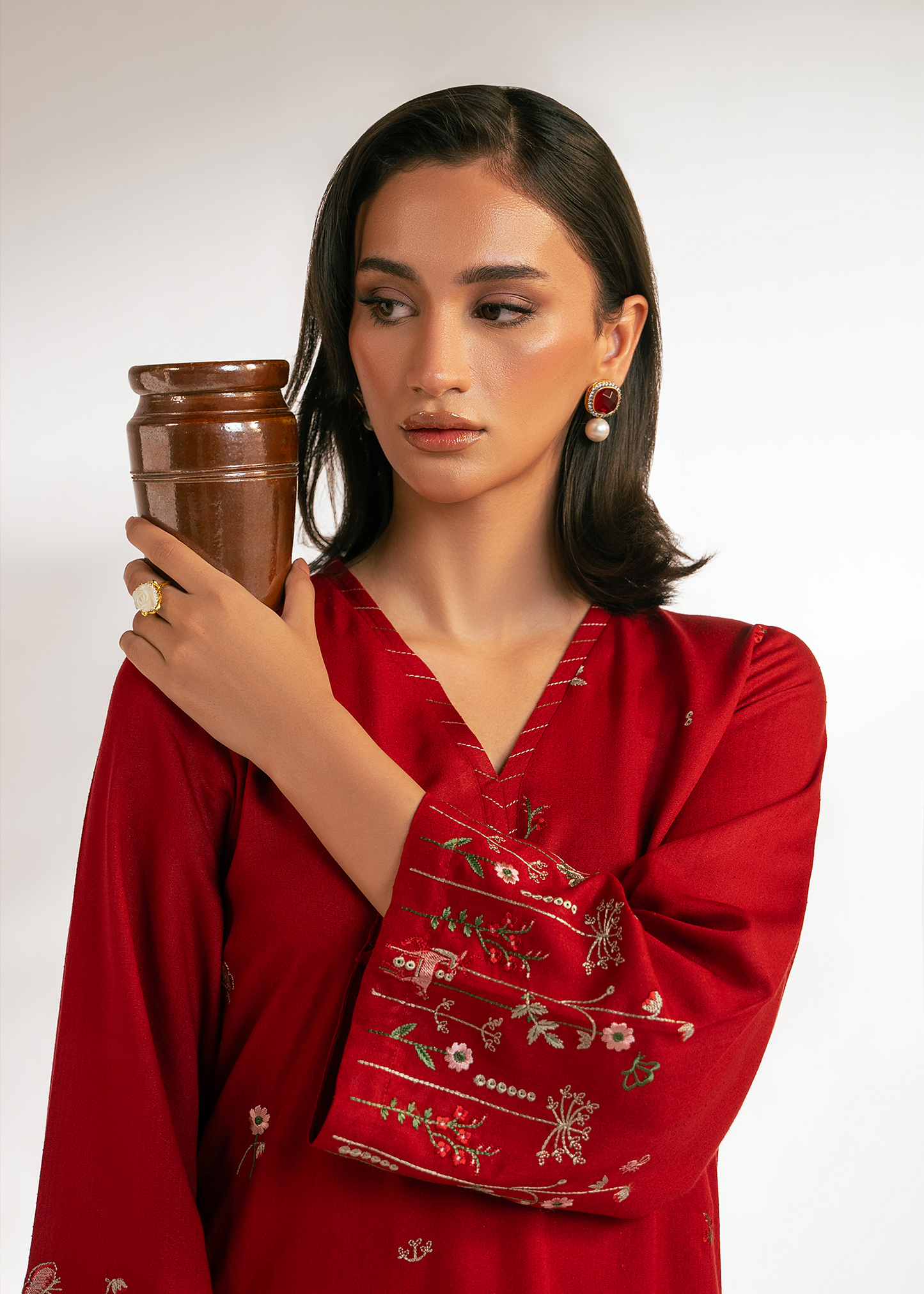 Red Embroidered Suit