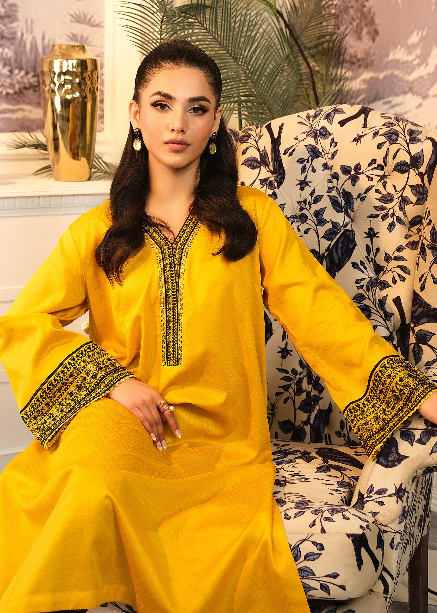 Mustard Embroidered Shirt